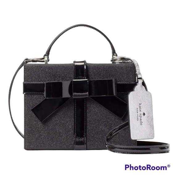 kate spade Handbags - Kate Spade Black Glitter Leather Wrapping Party Gift Box Crossbody Shouler Bag